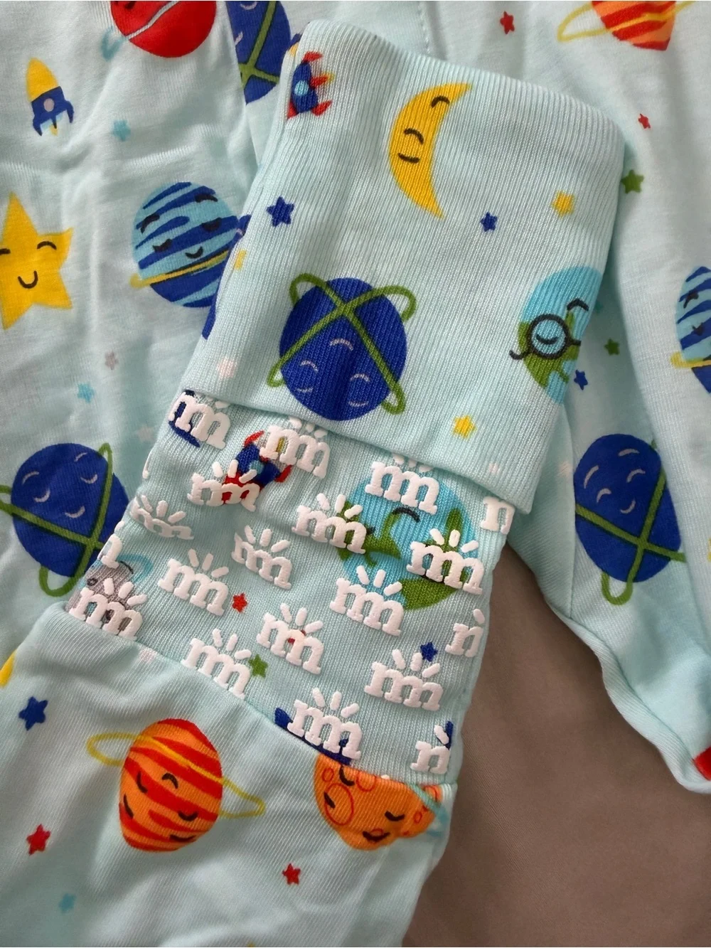 NWOT Magnetic Me blue planets Viscose(Bamboo) convertible footies- 9-12M